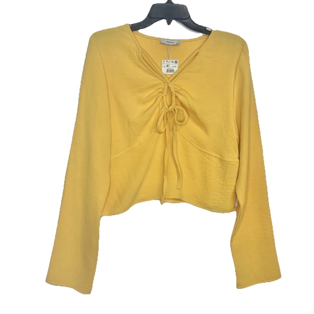 Reserved Yellow Crop Top With Bow & Cut Out Detail Size 42 EU = 10/12 US